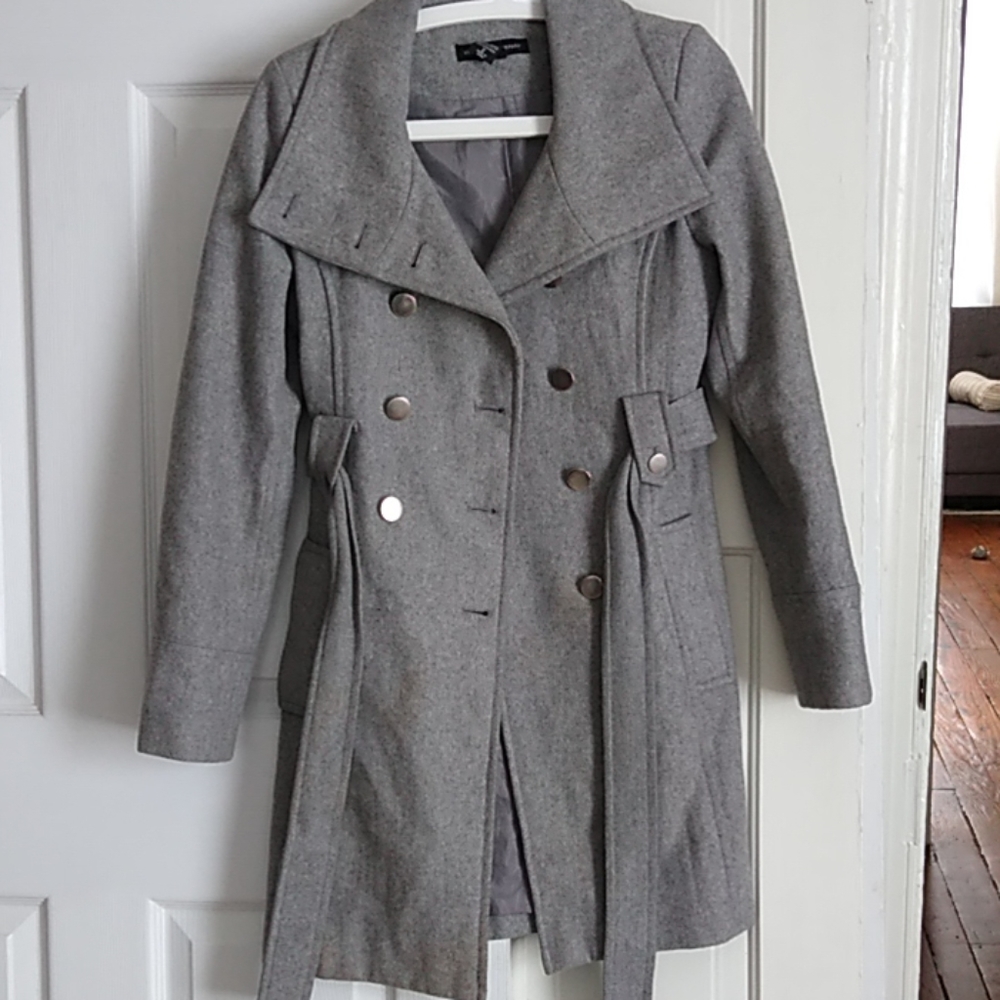 New York and Co pea coat with tie